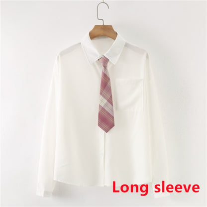 Women Summer Blouses Shirt Short Sleeve Solid White Tops With Tie