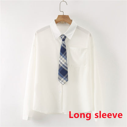 Women Summer Blouses Shirt Short Sleeve Solid White Tops With Tie