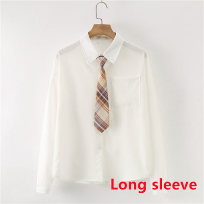 Women Summer Blouses Shirt Short Sleeve Solid White Tops With Tie