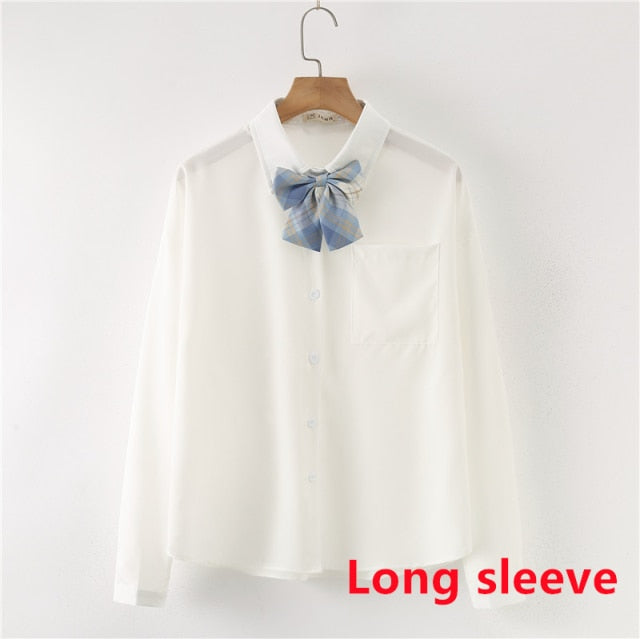 Women Summer Blouses Shirt Short Sleeve Solid White Tops With Tie