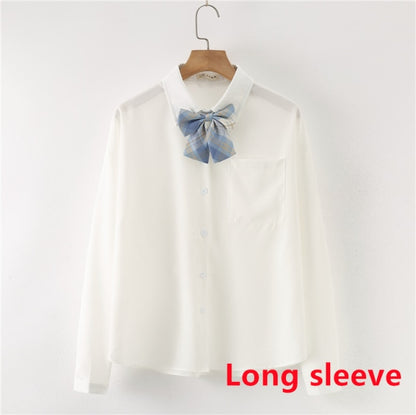 Women Summer Blouses Shirt Short Sleeve Solid White Tops With Tie