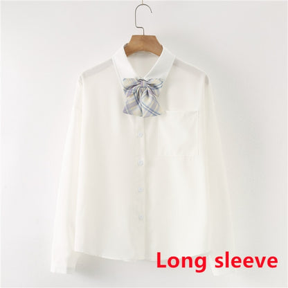 Women Summer Blouses Shirt Short Sleeve Solid White Tops With Tie