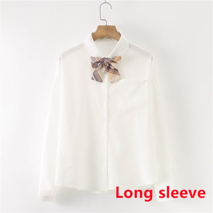 Women Summer Blouses Shirt Short Sleeve Solid White Tops With Tie