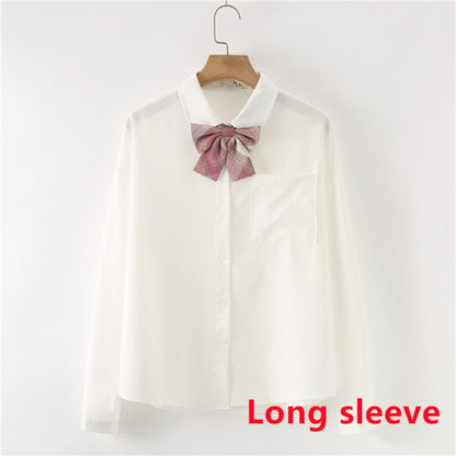 Women Summer Blouses Shirt Short Sleeve Solid White Tops With Tie