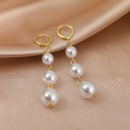 Korean Vintage Glossy Arc Bar Long Thread Tassel Drop Earrings for Women