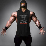 Gym Hooded Tank Top Mens Bodybuilding Stringer Hoodies Sports Sleeveless T-shirt Fitness