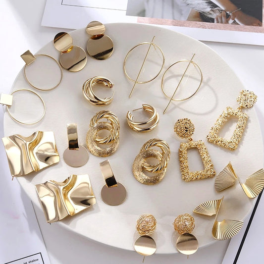 FNIO Fashion Vintage Earrings For Women Big Geometric