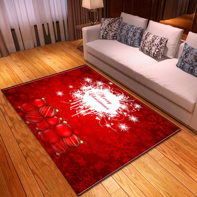 Flannel New Year Big Rug Santa Claus Christmas 3D Printing Carpet Merry Christmas