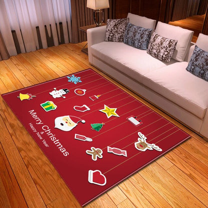 Flannel New Year Big Rug Santa Claus Christmas 3D Printing Carpet Merry Christmas