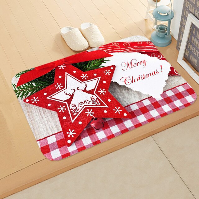 Merry Christmas Decor Floor Mat 40x60cm Santa Claus Elk Stocking Doormat Xmas