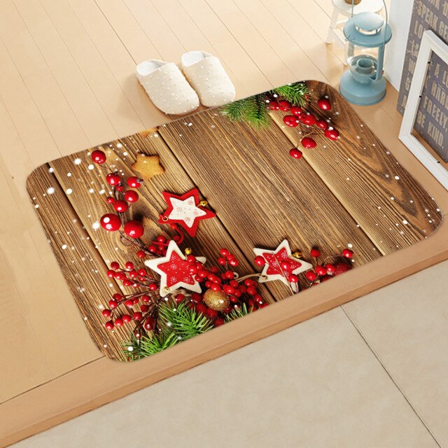 Merry Christmas Decor Floor Mat 40x60cm Santa Claus Elk Stocking Doormat Xmas