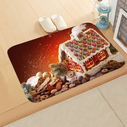 Merry Christmas Decor Floor Mat 40x60cm Santa Claus Elk Stocking Doormat Xmas