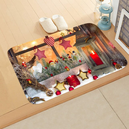 Merry Christmas Decor Floor Mat 40x60cm Santa Claus Elk Stocking Doormat Xmas