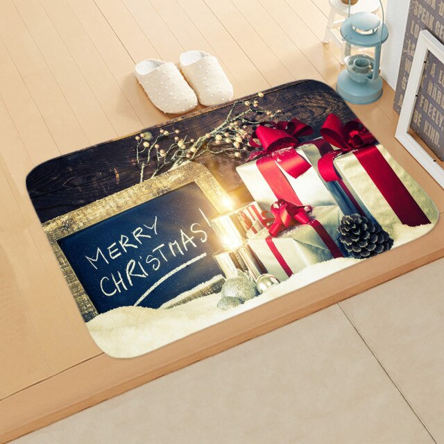 Merry Christmas Decor Floor Mat 40x60cm Santa Claus Elk Stocking Doormat Xmas