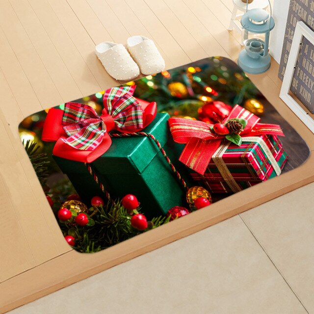 Merry Christmas Decor Floor Mat 40x60cm Santa Claus Elk Stocking Doormat Xmas