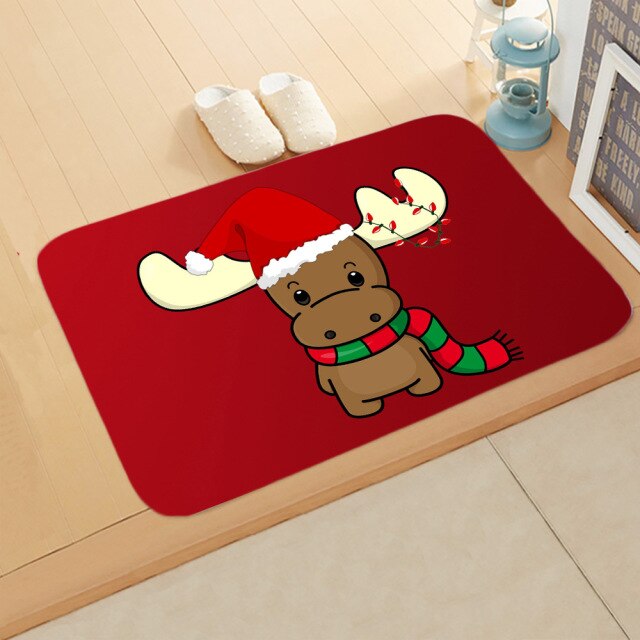 Merry Christmas Decor Floor Mat 40x60cm Santa Claus Elk Stocking Doormat Xmas
