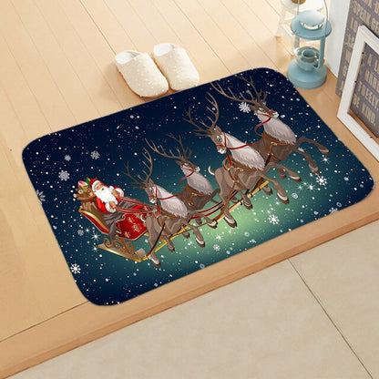 Merry Christmas Decor Floor Mat 40x60cm Santa Claus Elk Stocking Doormat Xmas