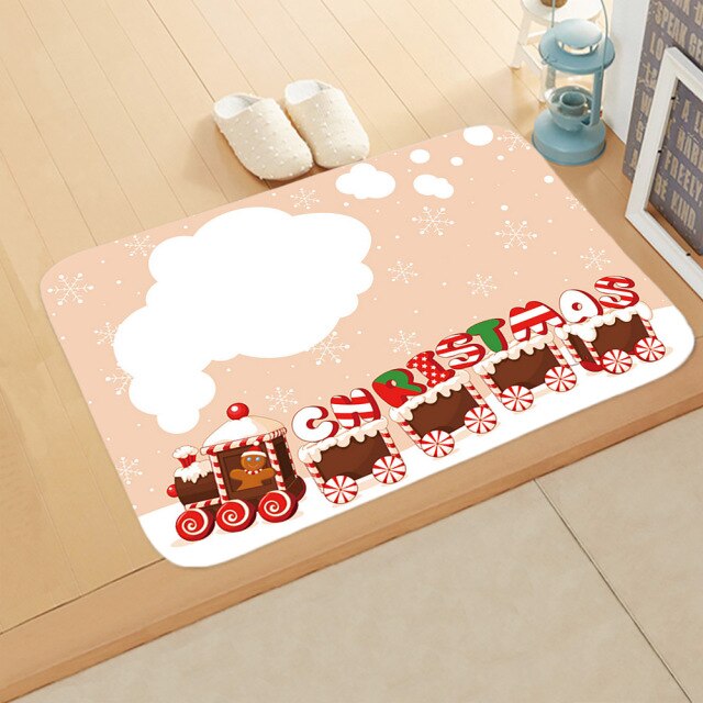 Merry Christmas Decor Floor Mat 40x60cm Santa Claus Elk Stocking Doormat Xmas