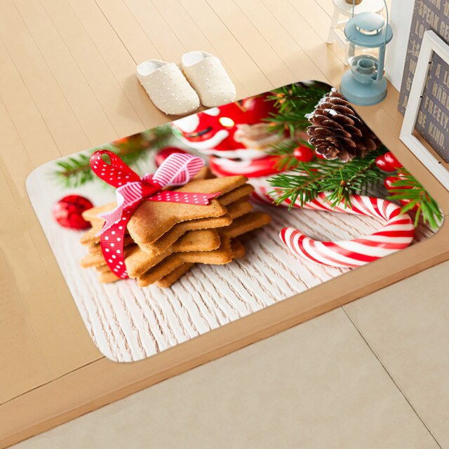 Merry Christmas Decor Floor Mat 40x60cm Santa Claus Elk Stocking Doormat Xmas