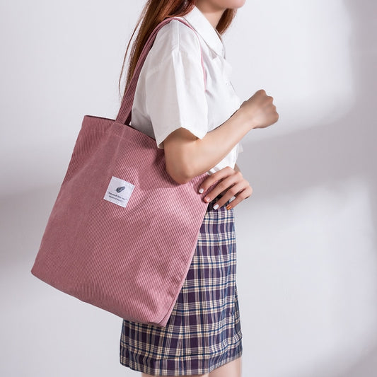MABULA Casual Foldable Corduroy Shopping Bag High Quality Eco friendly