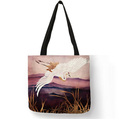 Japanese Ukiyoe Design Causal Women Handbag Crane Designer