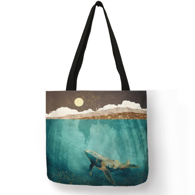 Japanese Ukiyoe Design Causal Women Handbag Crane Designer