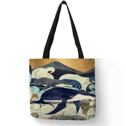 Japanese Ukiyoe Design Causal Women Handbag Crane Designer