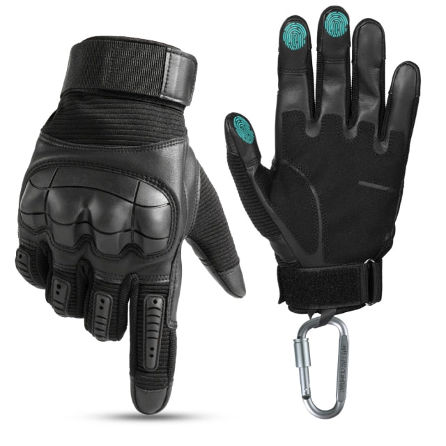 Touch Screen Tactical Gloves PU Leather Army Military Combat Airsoft