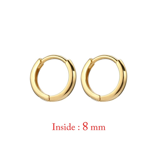Minimal Glossy Hoop Earrings Gold Color Tiny Cartilage Earrings Piercing