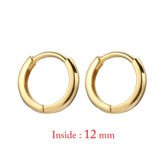 Minimal Glossy Hoop Earrings Gold Color Tiny Cartilage Earrings Piercing