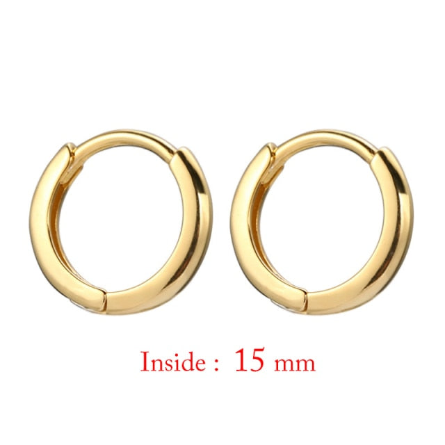 Minimal Glossy Hoop Earrings Gold Color Tiny Cartilage Earrings Piercing