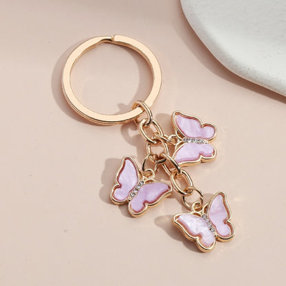 New Colorful Enamel Butterfly Keychain Insects Car Key Women Bag Accessories Jewelry Gifts