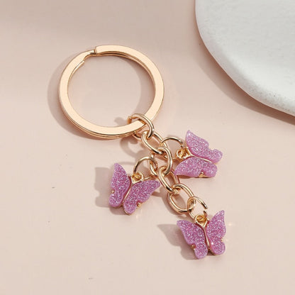New Colorful Enamel Butterfly Keychain Insects Car Key Women Bag Accessories Jewelry Gifts