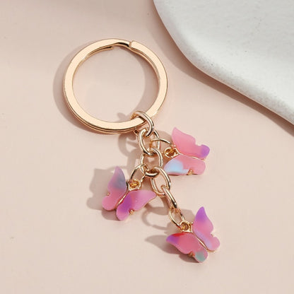 New Colorful Enamel Butterfly Keychain Insects Car Key Women Bag Accessories Jewelry Gifts