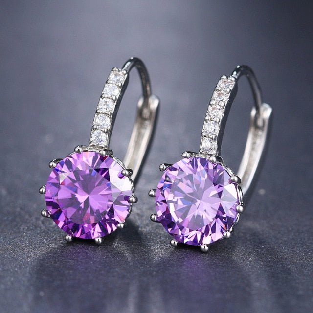 LXOEN Fashion 10 Colors AAA CZ Hoop Earrings For Women Silver