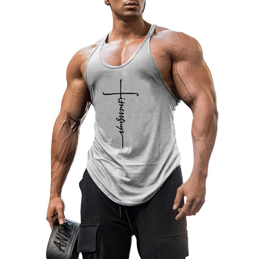 Brand Mens Clothing Fashion Workout Tank Top Print Cotton Gyms