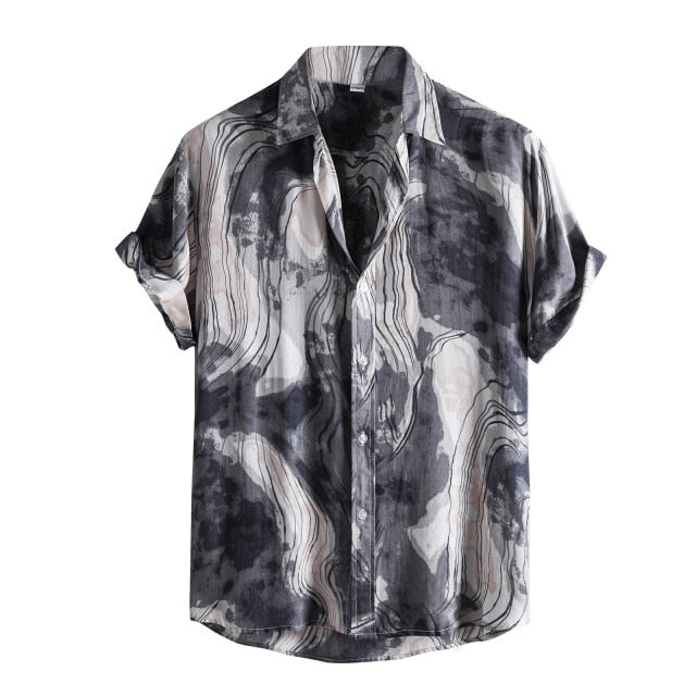2022 Men's Shirts Men Hawaiian Casual One Button Shirts Musical