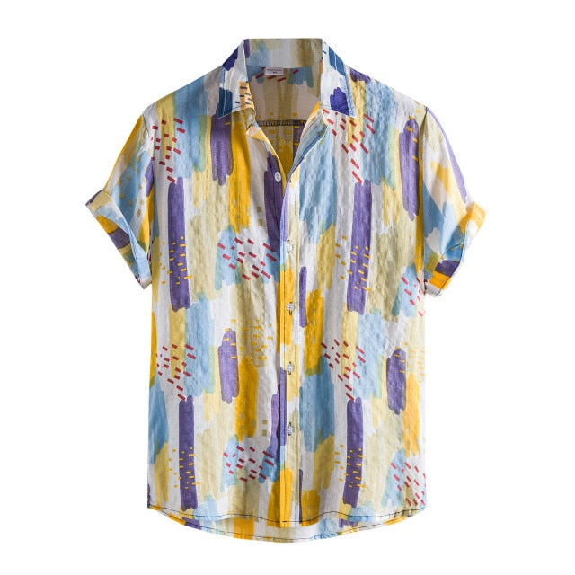 2022 Men's Shirts Men Hawaiian Casual One Button Shirts Musical