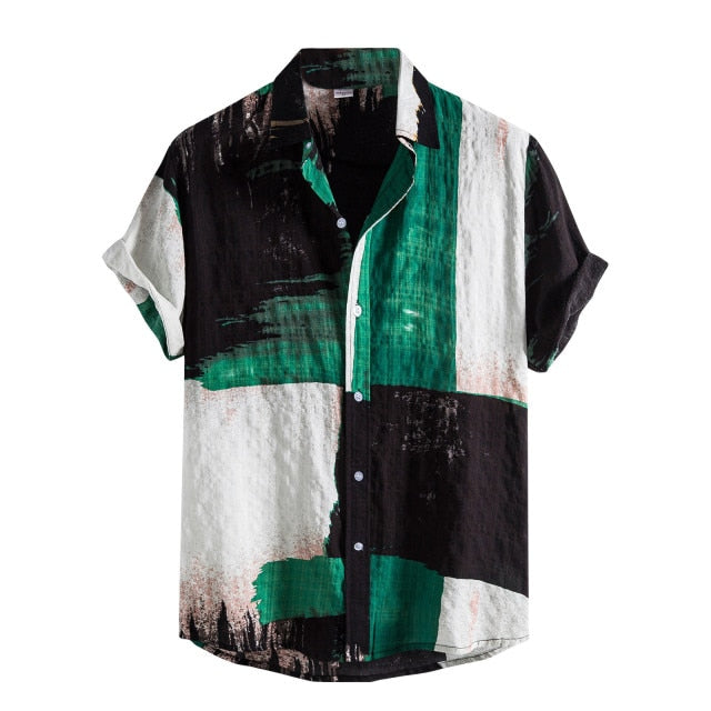 2022 Men's Shirts Men Hawaiian Casual One Button Shirts Musical