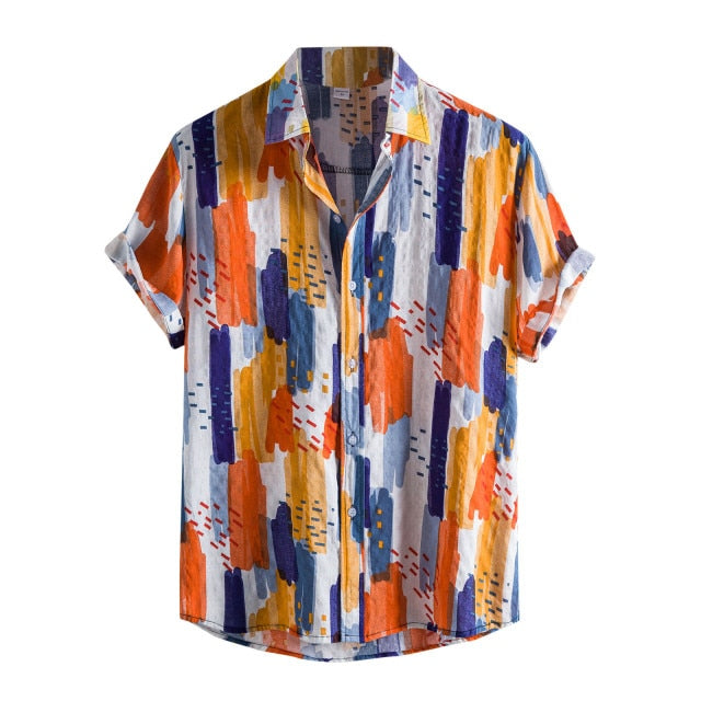 2022 Men's Shirts Men Hawaiian Casual One Button Shirts Musical