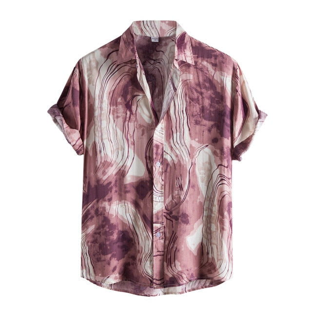 2022 Men's Shirts Men Hawaiian Casual One Button Shirts Musical