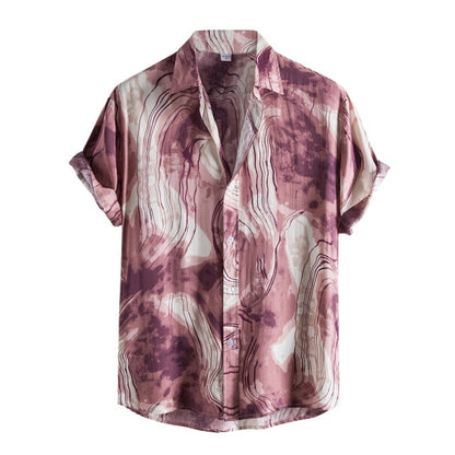 2022 Men's Shirts Men Hawaiian Casual One Button Shirts Musical