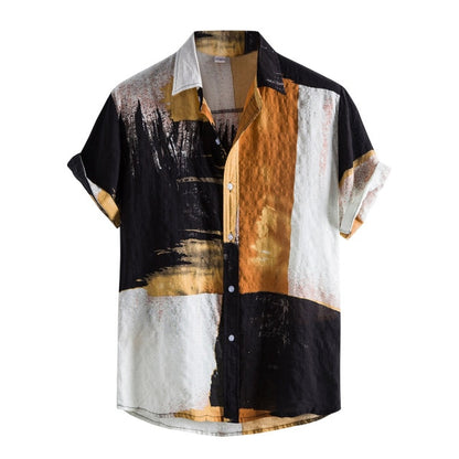 2022 Men's Shirts Men Hawaiian Casual One Button Shirts Musical