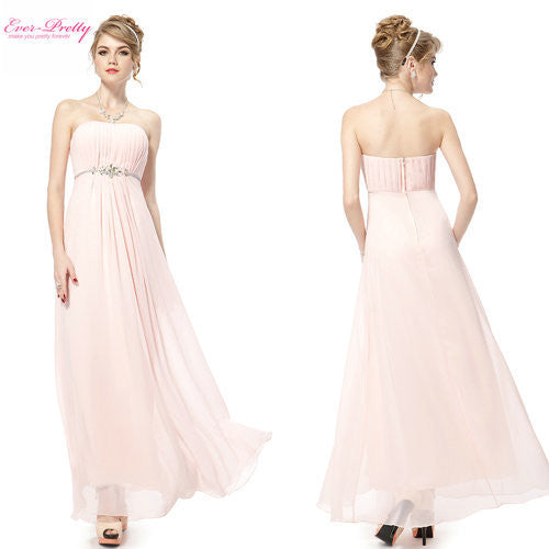 Evening Dresses Ever Pretty HE08125 Elegal Strapless Pink Long Chiffon Evening Special Occasion Dresses - Shopy Max