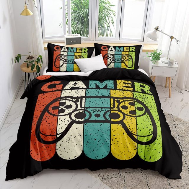 Gamer Bedding Sets for Boys Gaming Duvet Cover Set Video Games Comforter