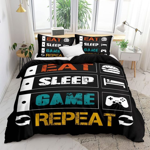 Gamer Bedding Sets for Boys Gaming Duvet Cover Set Video Games Comforter
