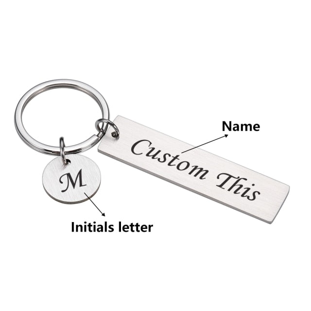Drive Safe Keychain A-Z 26 Initials Lettering Men Women Boyfriend