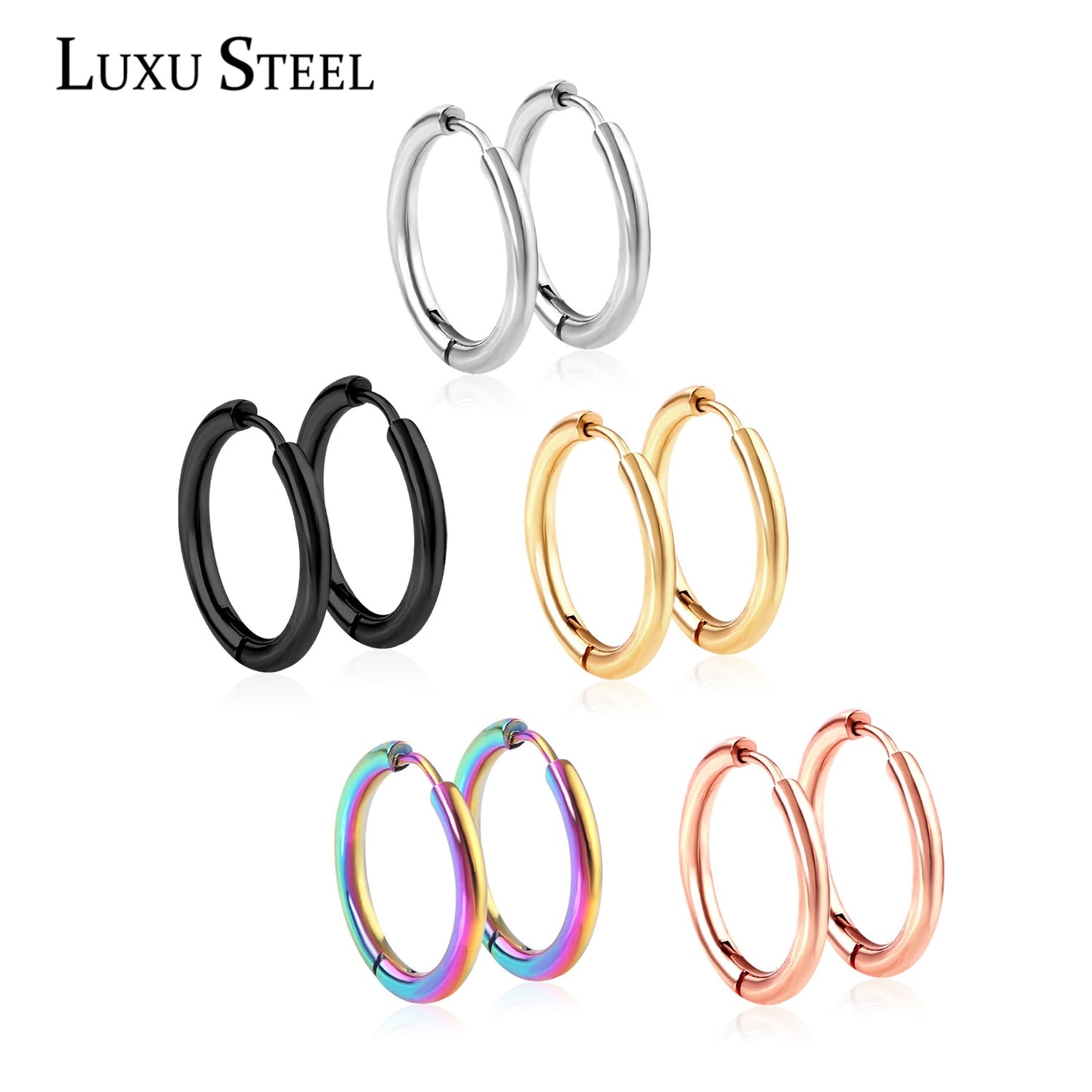 LUXUSTEEL 1Pairs/2pcs Trendy Small Hoop Earrings Women Girl Coloful
