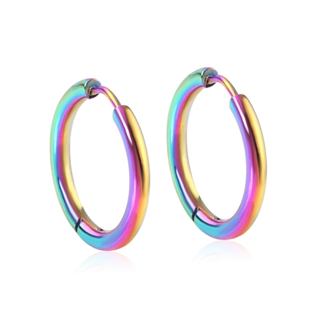 LUXUSTEEL 1Pairs/2pcs Trendy Small Hoop Earrings Women Girl Coloful