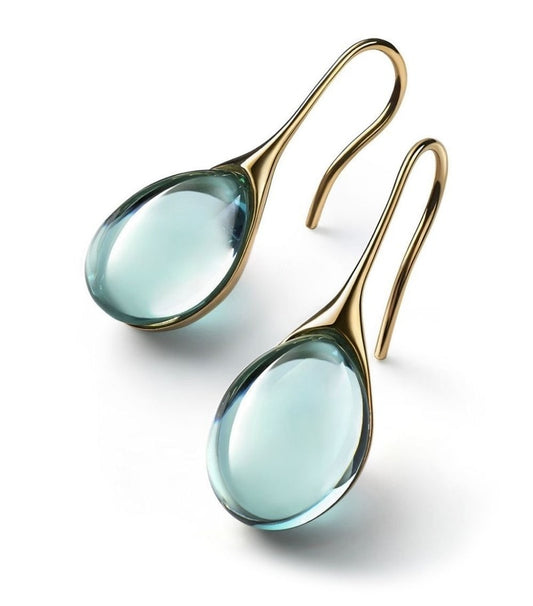 Trendy Women Earrings 4 Colors Delicate Gold Color Inlay Natural Stone